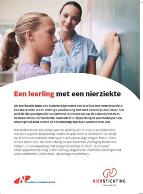 Een leerling met nierziekte
